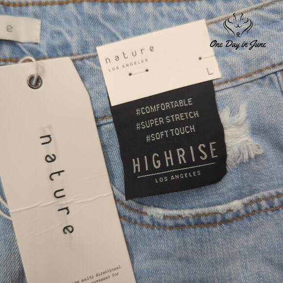 Nature High Rise Denim Shorts Size L - Picture 2 of 7
